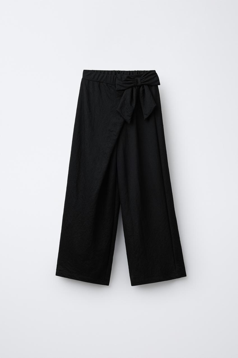 ZARA ШИРОКИЕ БРЮКИ В ПОЛОСКУ, ЧЕРНЫЙ