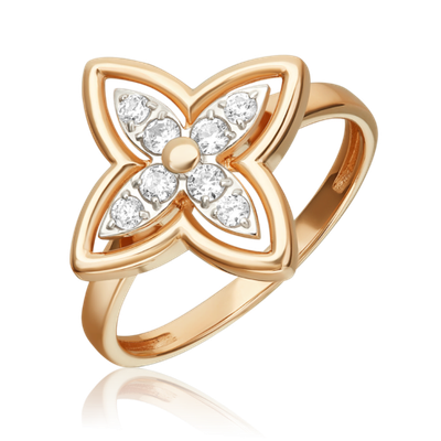 Кольцо из красного золота с фианитами