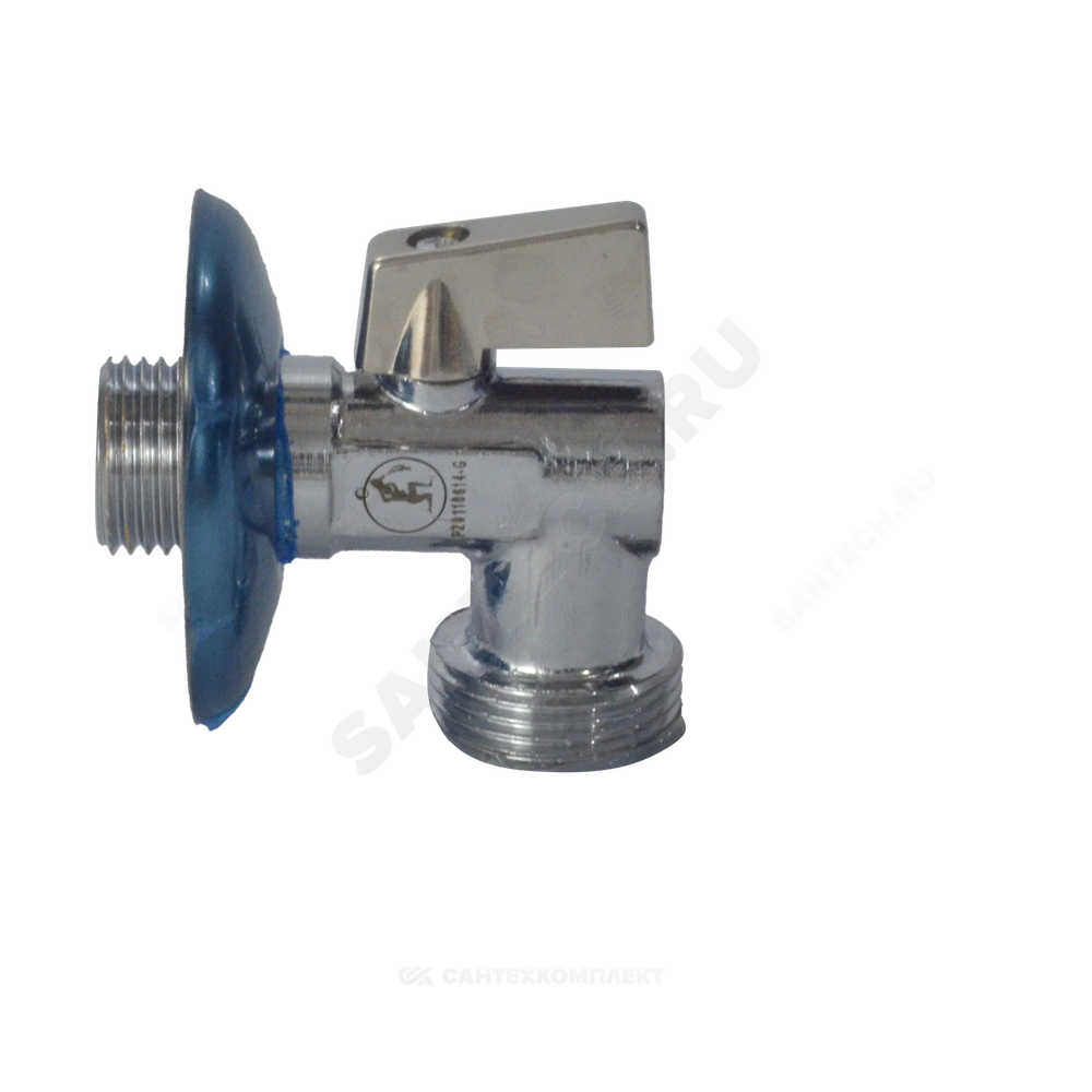 Кран шаровой латунь бытовой хром угловой R614 G1/2"х3/4" Ру10 НР переходной флажок с отражателем Giacomini R614X004