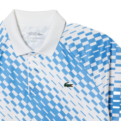 Мужское поло теннисное Lacoste Tennis x Novak Djokovic Printed Polo-Dry Technology - white/blue