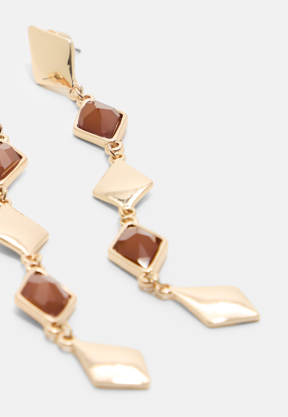 STRADIVARIUS Набор из 2 бриллиантовых сережек-подвесок, горчичный