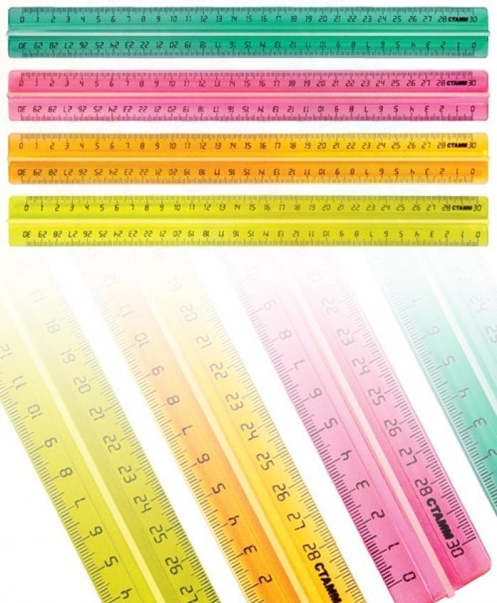 Линейка 30см с держ. NEON Cristal 4цв. (Стамм)