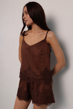 Комплект бельевой с кружевом шоколадный