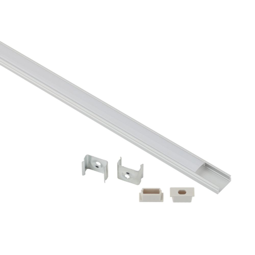 Комплект с накладным анодированным профилем ЭРА 1506-1m 15х6мм, 1м, серебристый САВ262 | Профили для светодиодных лент