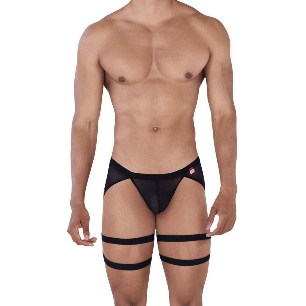 Мужские трусы тонги черные Pikante REBEL THONG GARTER BELT 034511