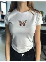Футболка больших размеров с принтом бабочка