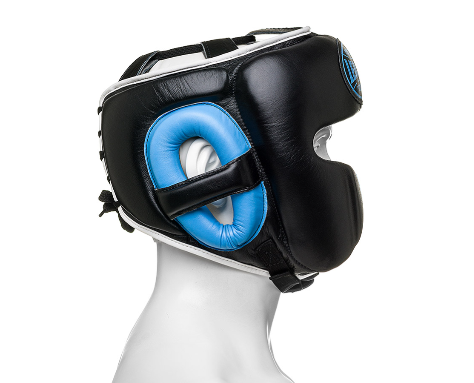 Шлем боксерский LEADERS LS MEX WAVE BK/LBL 1/2 ( кожа, черный/голубой)