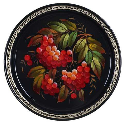 Жостовский поднос декоративный, размер 22 см (A5), металлический