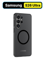 Чехол с Магсейф для Samsung Galaxy S26 Ultra прозрачный матовый с черным бортом WLONS