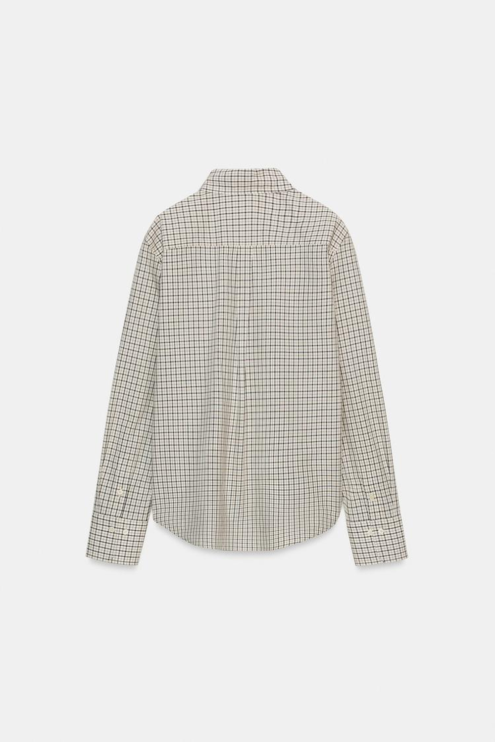 ZARA РУБАШКА В КЛЕТКУ ZW COLLECTION, ЭКРЮ/СИНИЙ