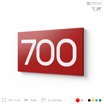 Номер на дверь 700, табличка на дверь для офиса, квартиры, кабинета, аудитории, склада, красная 120х70 мм, Айдентика Технолоджи