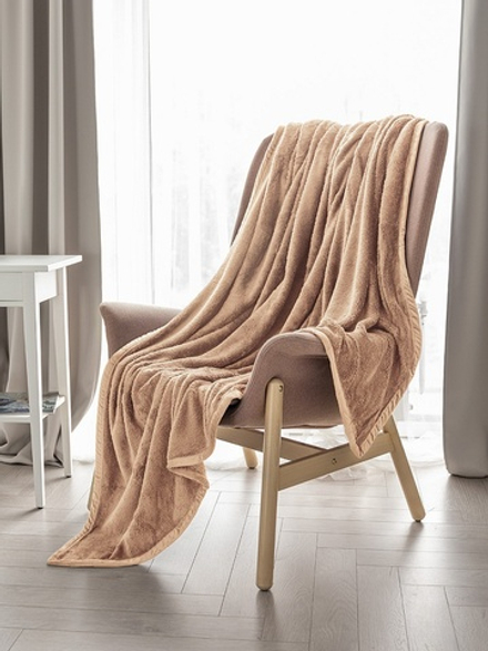 Плед DeNASTIA Тедди 150x200 100%пэ коричневый