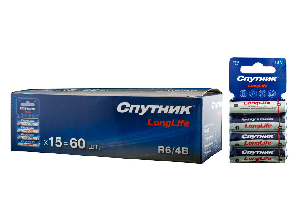 Батарейка Спутник Long Life R06/4В (4*15/60/1200)