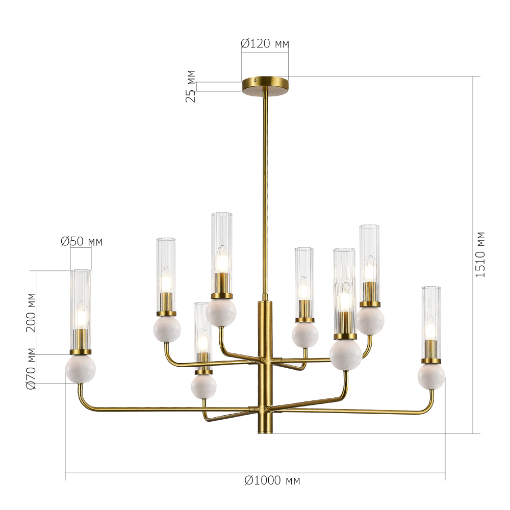 SL1244.303.08 Светильник подвесной ST-Luce латунь/прозрачный E14 8*40W MEDEA