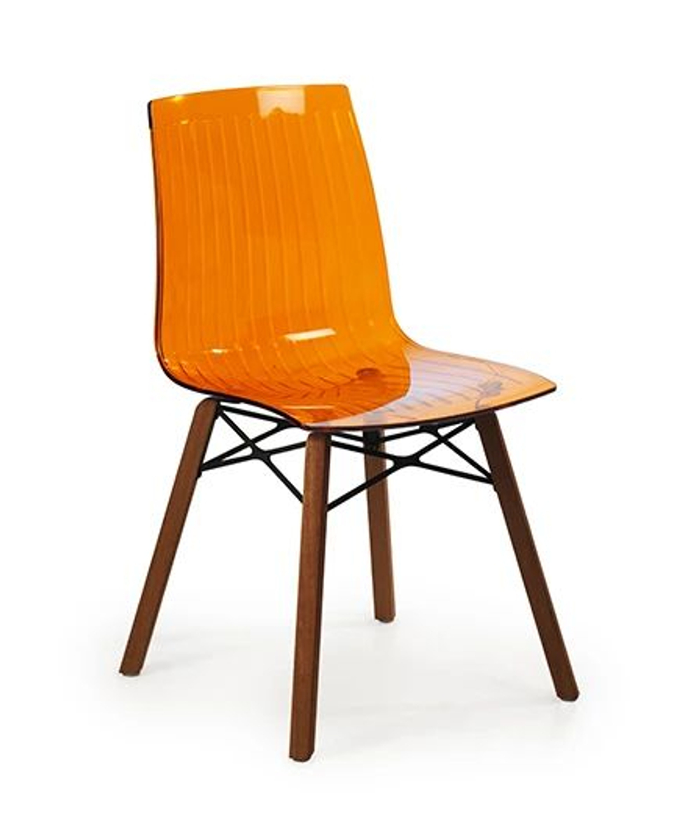 Стул прозрачный Papatya X-Treme-S Wox Iroko, натуральный, оранжевый
