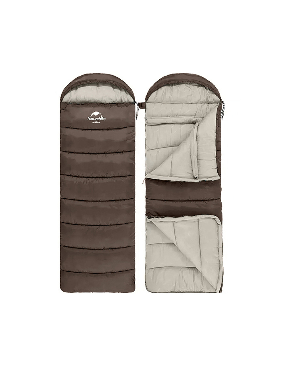 Мешок спальный Naturehike U250, (190х30)х75 см, (правый) (ТК: +6°C), коричневый