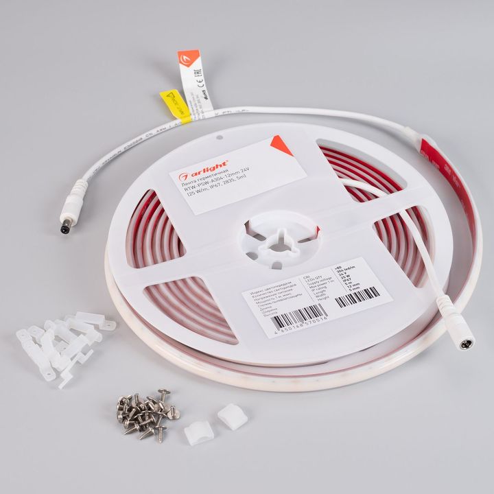 Светодиодная влагозащищенная лента Arlight 5W/m 304Led/m 2835SMD теплый белый 5M RTW-PSW-A304-12mm 24V Warm3000 045224