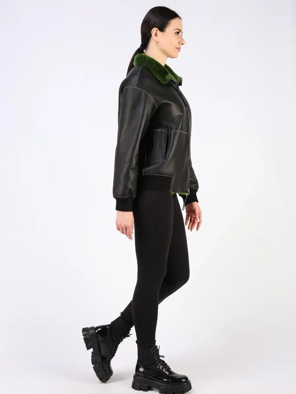 Двусторонняя дубленка зимняя шуба укороченная