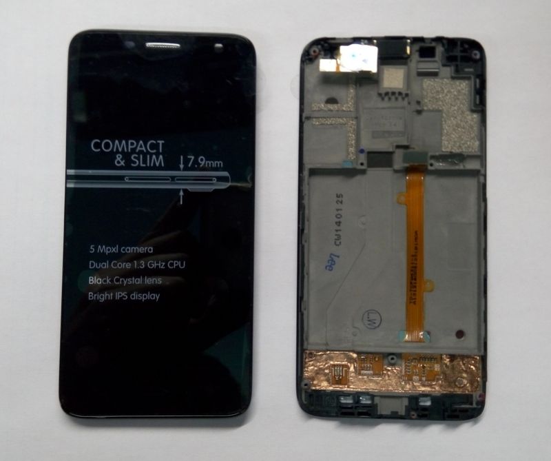 Дисплей для Alcatel Idol Mini 6012 в сборе с тачскрином на рамке (black)