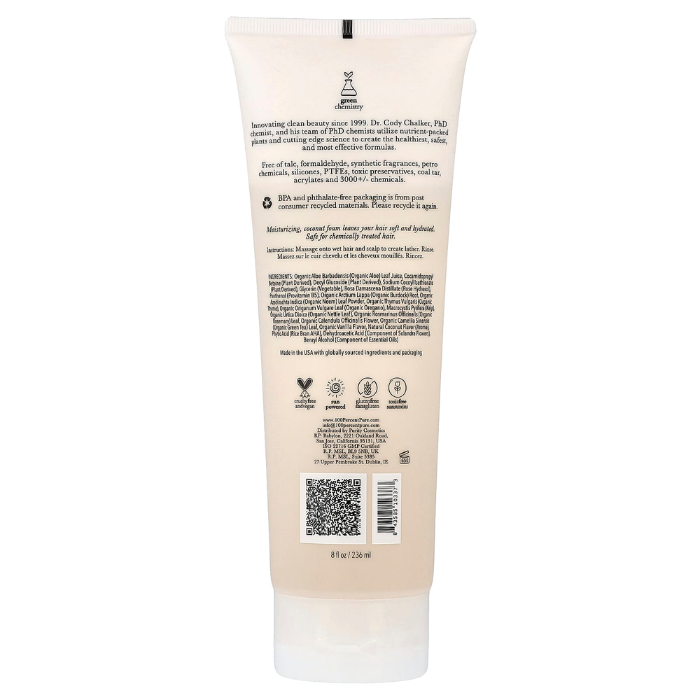 100% PURE, восстанавливающий шампунь, кокосовое молоко, 236 мл (8 жидк. унций)