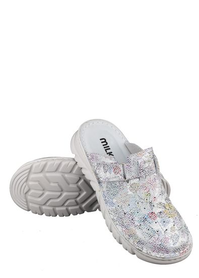 03 | "Duki" |Женские медицинские сабо натуральная кожа (цветок)