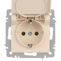 Розетка Intro Accent 6-203-02 2P+E Schuko с крышкой 16А-250В IP20 СУ AL/CU слоновая кость