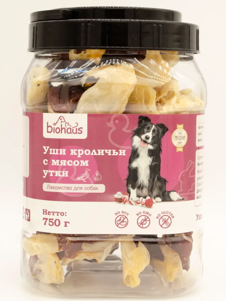 Biohaus лакомство для собак уши кроличьи с мясом цыпленка