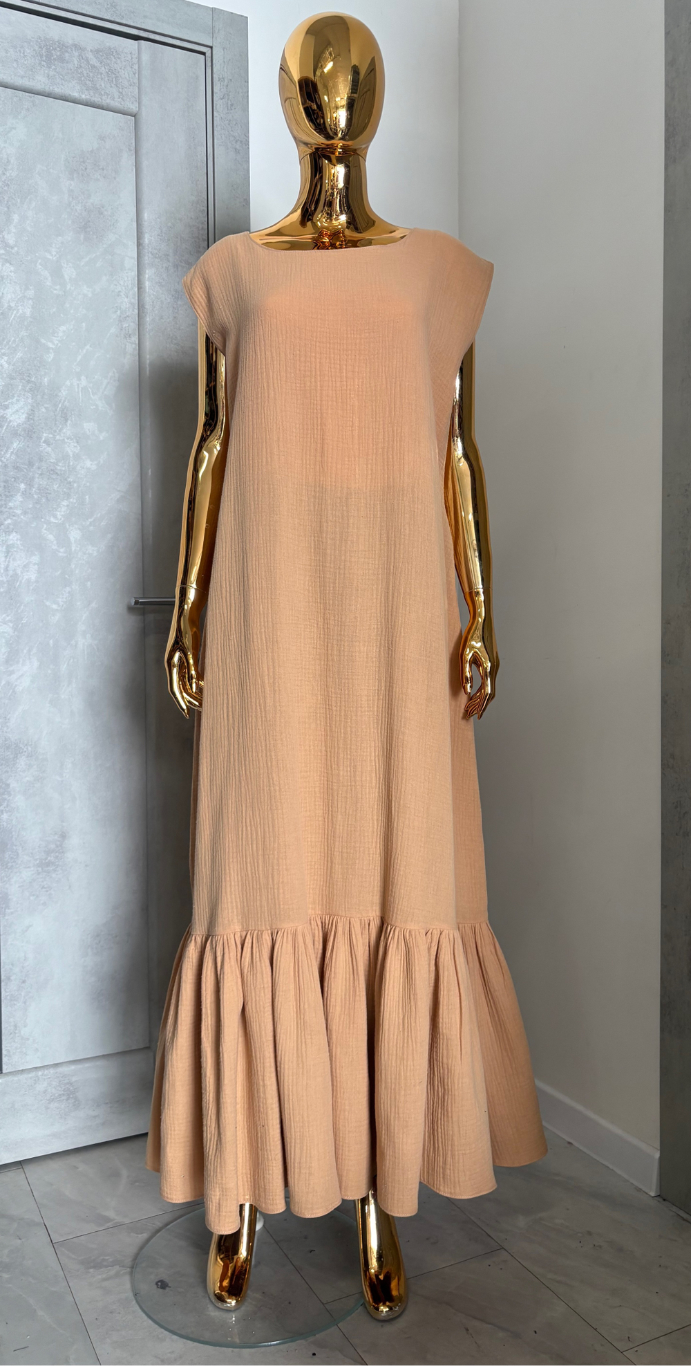 Платье песочное /платье нижнее /муслин