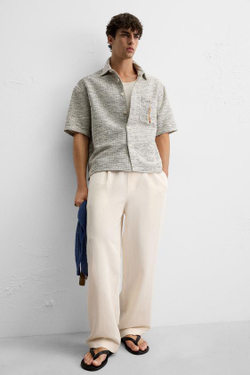 ZARA БРЮКИ-ДЖОГГЕРЫ КЛАССИЧЕСКОГО КРОЯ, ЭКРЮ