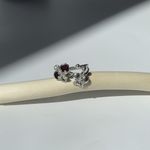 Кольцо Орхидея двойное с вишневым янтарем