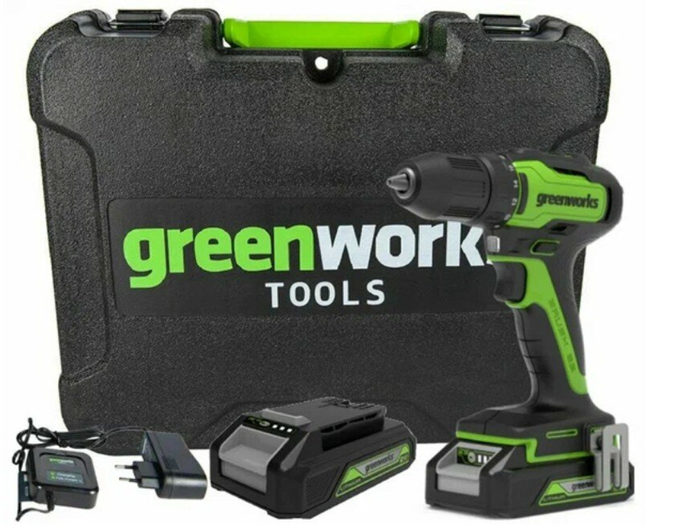 Дрель-шуруповерт аккумуляторная GREENWORKS GD24DD35 24В,35Hm,13мм,без АКБ и ЗУ (3704007)