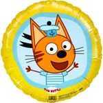 Шар (18"/46 см) Круг, Три Кота, Коржик, Желтый