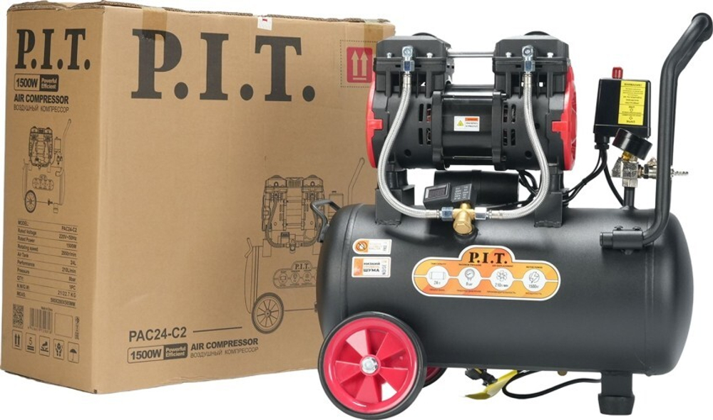 Компрессор поршневой безмасляный P.I.T. PAC24-C2