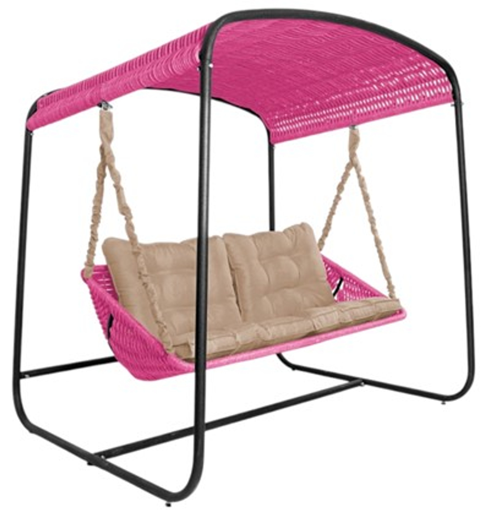 Качели DeckWOOD Sky Bed Lite (розовый, подушка светло-серая)