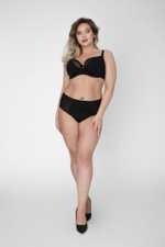 Бюстгальтер на косточках с гладкой чашкой +size из микрофибры и сетки (Размер: 65M) (Цвет: черный)