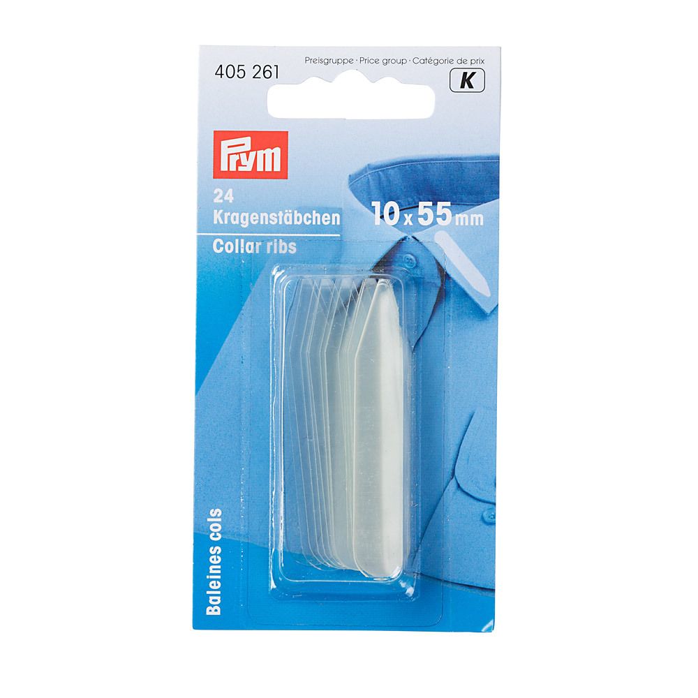 Косточки для воротника 55х10 мм, 24 шт, прозрачные, Prym 405261