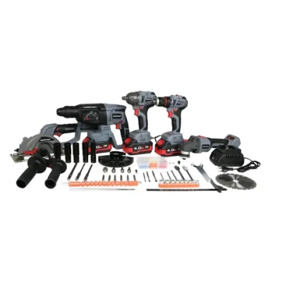 ProfiPower ProfiSet-5F18 аккумуляторный бесщеточный набор 5в1: ушм + шуруповерт + гайковерт + перфоратор + циркулярная пила (3 x 4 Ач, ЗУ) E0267
