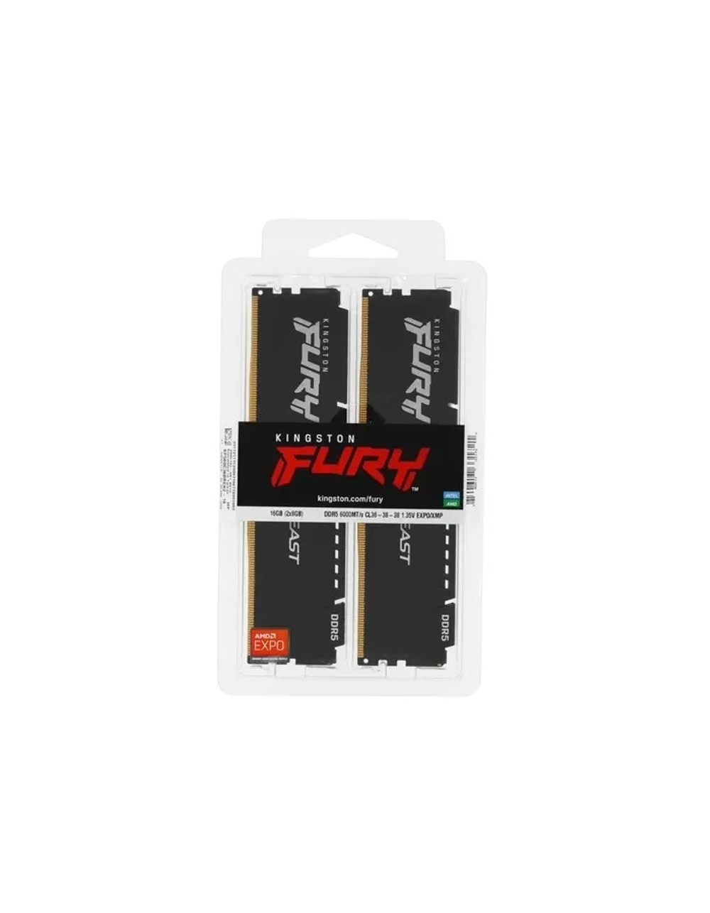 Оперативная память Комплект модулей памяти Kingston Fury Beast KF560C36BBEK2-16 DDR5 16GB (Kit 2x8GB) 6400MHz