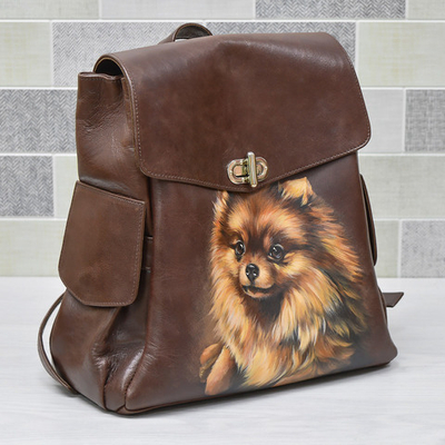 Рюкзак женский "Шпиц", натуральная кожа, ручная работа