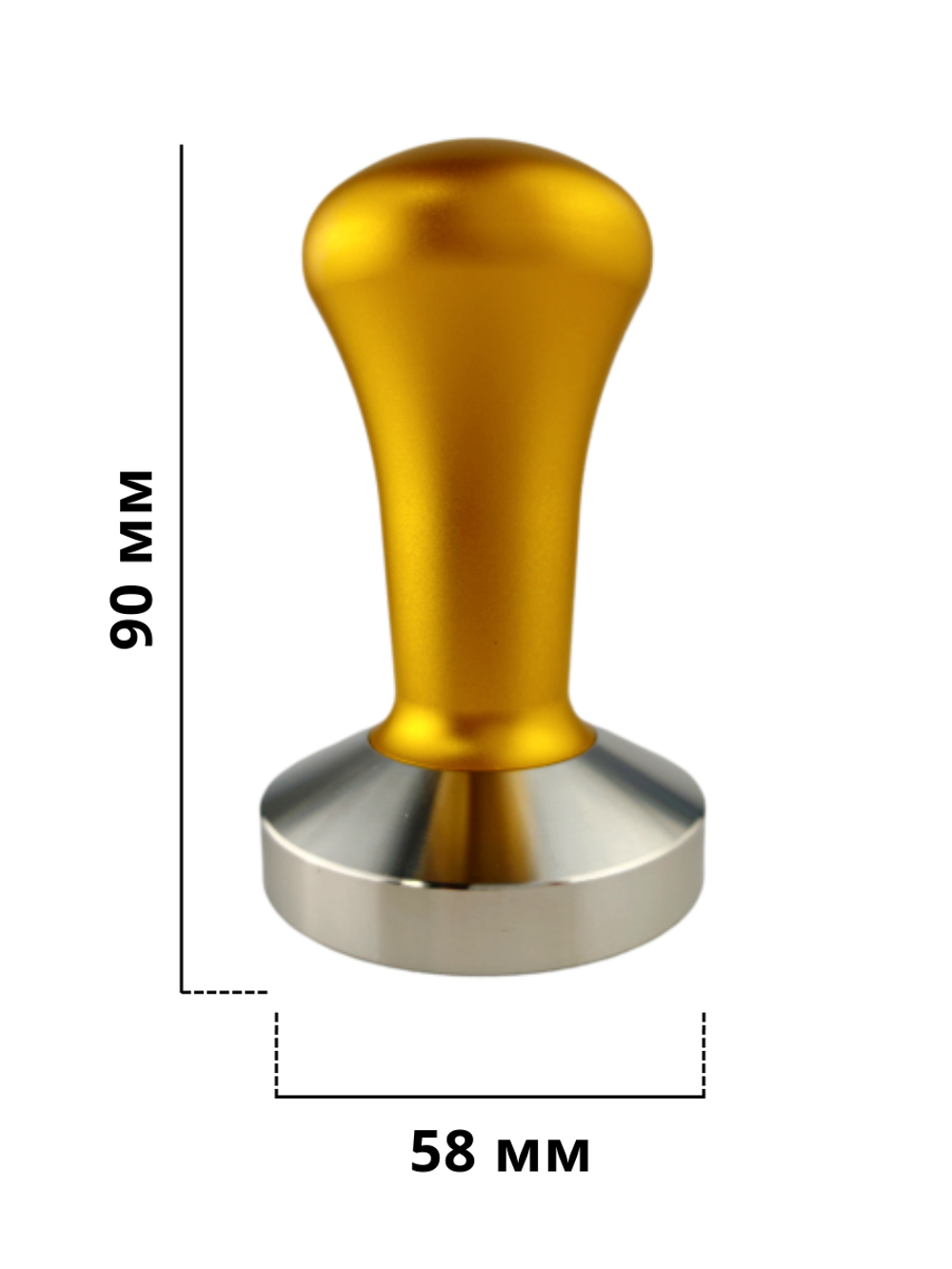 Темпер для кофе d=58 мм, H=90 мм, Нержавеющая сталь+ Алюминий, Gold, CGPro