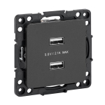 Стокгольм Механизм Розетки USB 2-местной 2,1А винтовые клеммы черный EKF PROxima