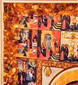 AMB-51/17 Икона «Казанская Божией Матери» (с янтарной крошкой) дер.рамка 21х30