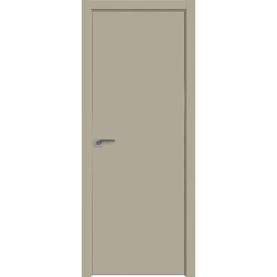 Фото межкомнатной двери экошпон Profil Doors 1E шеллгрей алюминиевая матовая кромка с 4-х сторон