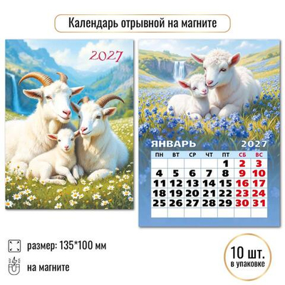 Календарь отрывной на магните 2027 "Символ года" 10332 (Квадра)