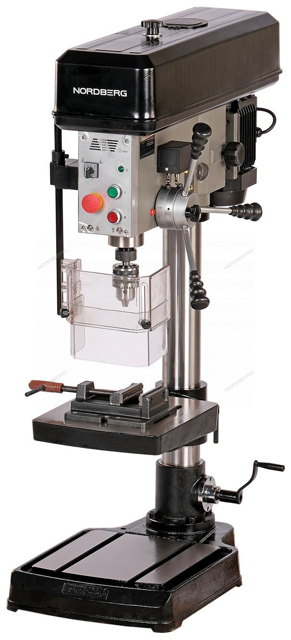 Станок сверлильный профессиональный (1100 Вт, 25 мм, 5 скоростей, нарезание резьбы, тиски) NORDBERG