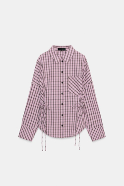 ZARA РУБАШКА В КЛЕТКУ, РОЗОВЫЙ/БЕЛЫЙ