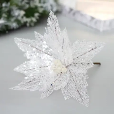 Украшение новогоднее «Пуансеттия - Царица ночи» 24 см, Белый