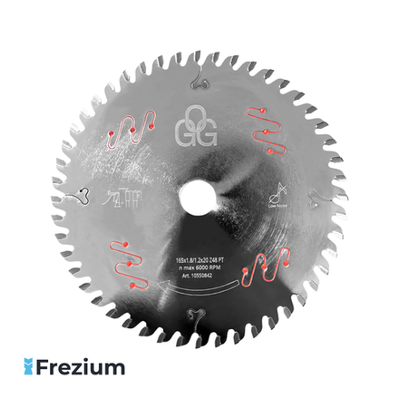 Пильный диск по ЛДСП, МДФ и ламинату "O.G.Germany" 165x1.8/1.2x20 Z48 PT; 10550842