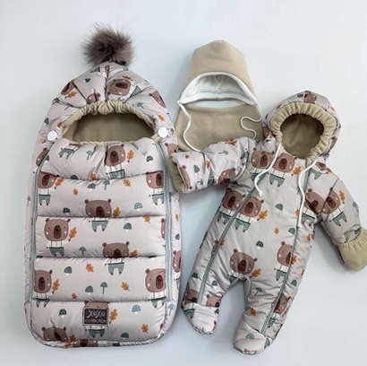 Зимний комплект на выписку "Пушинка принт" (model.7)