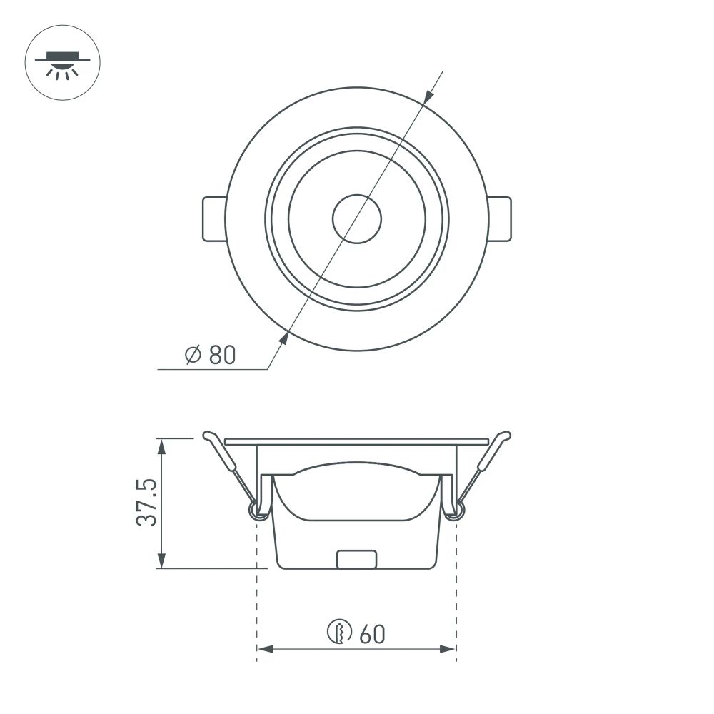 Светильник LTD-POLAR-TURN-R80-5W Day4000 (WH, 36 deg, 230V) (Arlight, IP20 Пластик, 3 года) 032309